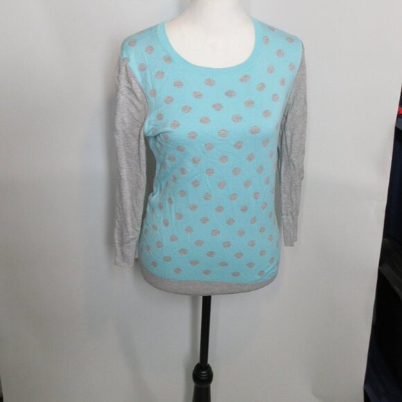 Banana Republic Women's Blue Gray Polka Dot Sweater Size Small - Picture 3 of 8